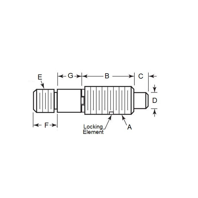 1112097 | PLST-159C-254-TAS-044 (125 Pcs) --- Spring Threaded Adapter Plungers - 5/8-11 UNC -15.88mm- 25.4 mm - 22.2 N - Stainless Steel