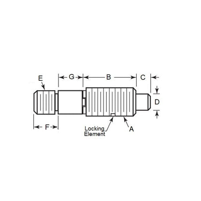 1071397 | PLST-064C-127-TAC-011 (125 Pcs) --- Spring Threaded Adapter Plungers - 1/4-20 UNC -6.35mm- 12.7 mm - 2.2 N - Steel
