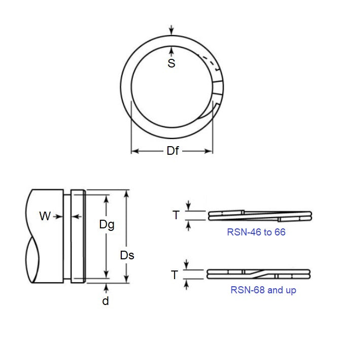 1150684 | RSN-156-S02 --- External Retaining Rings - 39.67x1.58x37.29 mm - Stainless Steel 302/304 Similar to A2, 18-8