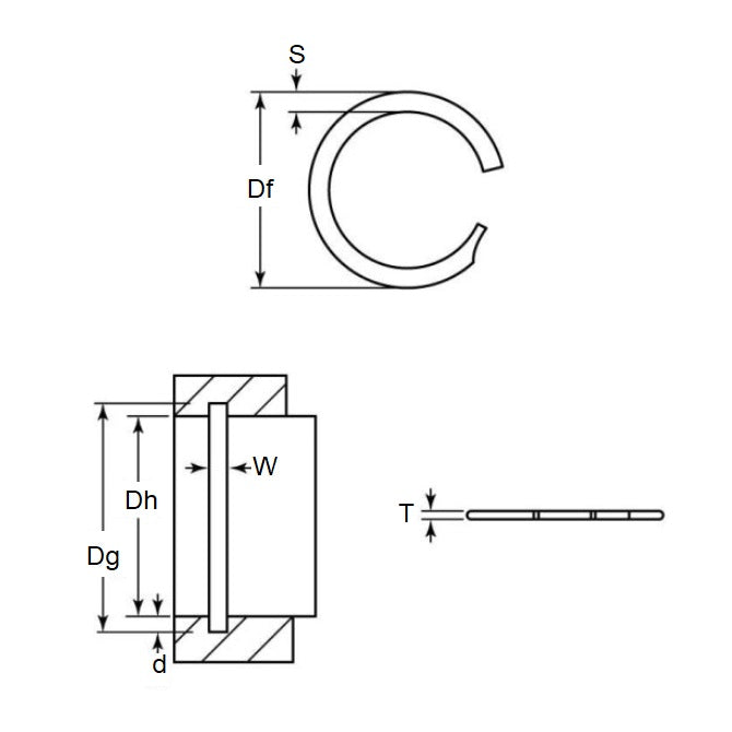 1111272 | UR-062 (13 Pcs) --- Internal Retaining Rings - 15.88x0.46x16.59 mm - Spring Steel