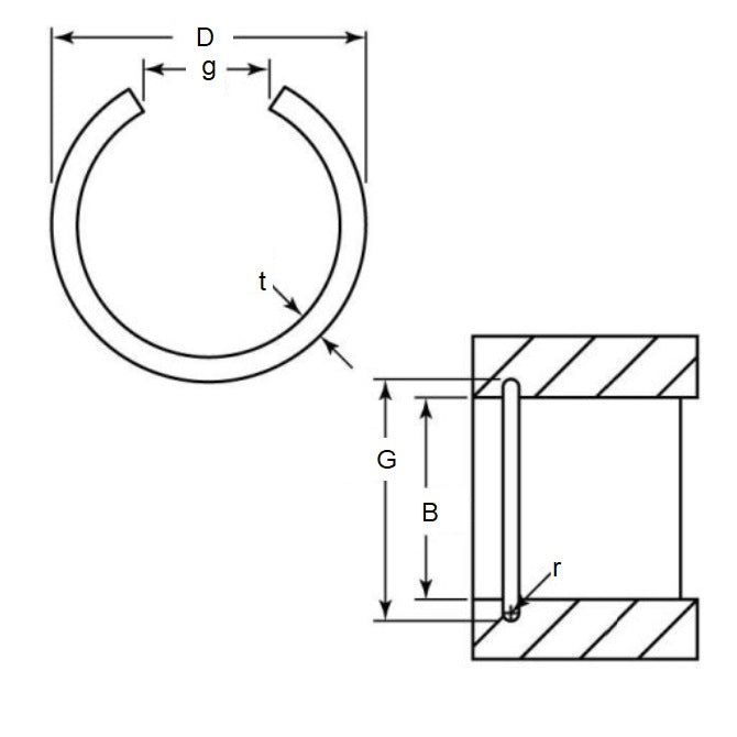 1088893 | WRI-0100A-RD --- Internal Retaining Rings - 10x0.9x11.2 mm - Spring Steel