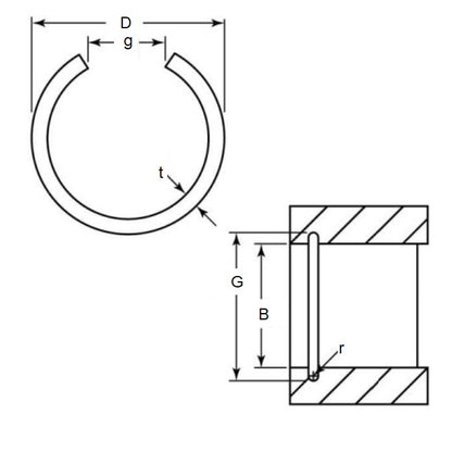 1088892 | WRI-0100-RD (50 Pcs) --- Internal Retaining Rings - 10x0.8x10.8 mm - Spring Steel