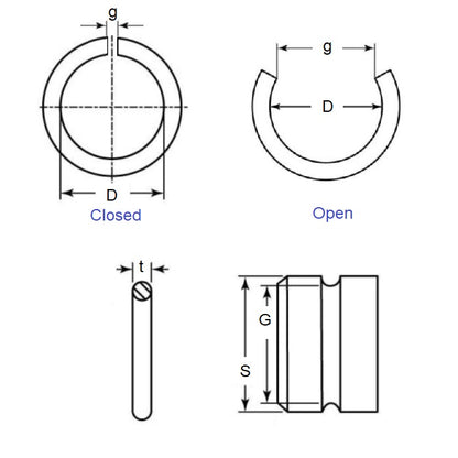 1042666 | WRE-0025-RD --- External Retaining Rings - 2.54x0.27x2.26 mm - Spring Steel