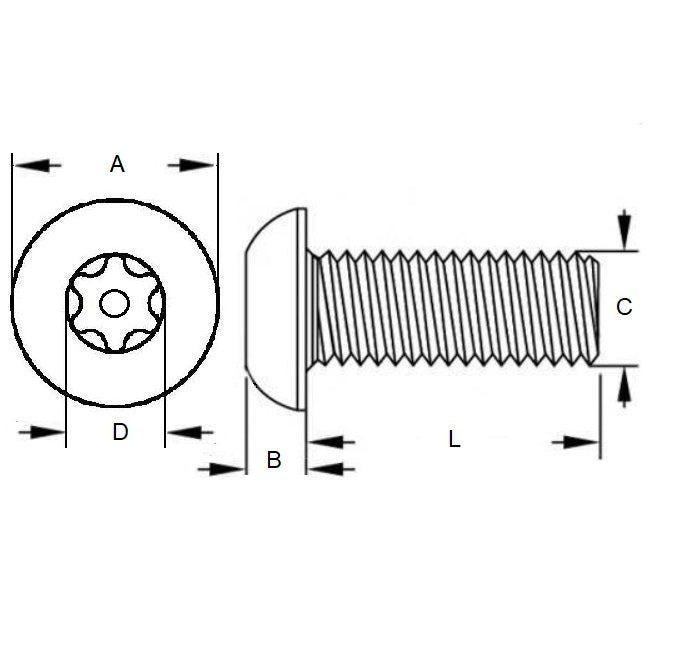 1045244 | SCS0300-010-B-SK-S4 (5 Pcs) --- Security Screws - M3 -3x0.5mm- 10 mm - 304 Stainless