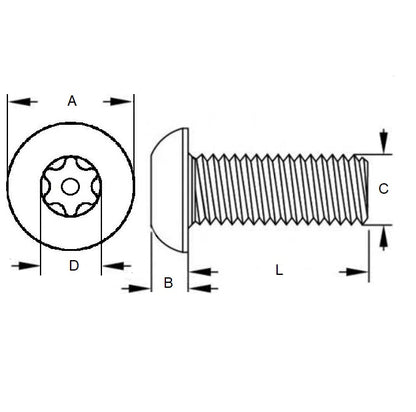 1045244 | SCS0300-010-B-SK-S4 (5 Pcs) --- Security Screws - M3 -3x0.5mm- 10 mm - 304 Stainless