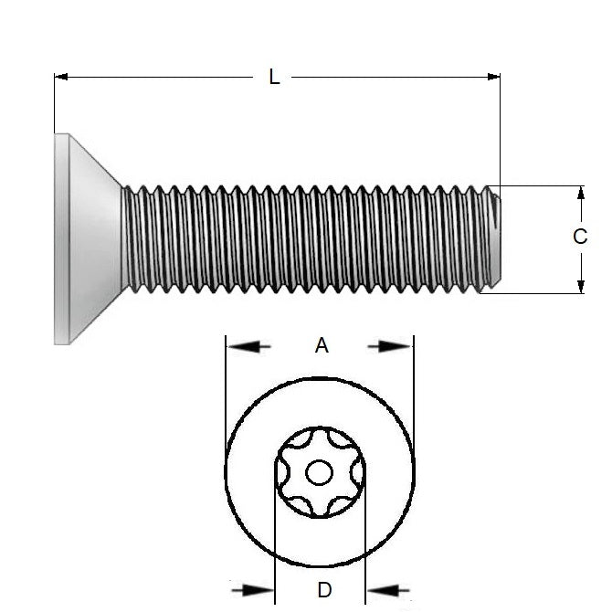 1067340 | SKS0600-020-SK-S4 (45 Pcs) --- Security Screws - M6 -6x1mm- 20 mm - 304 Stainless