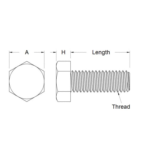 1055208 | SC040M-016-HS-CZ (100 Pcs) --- Hex Head Screws - M4 -4x0.7mm- 16 mm - Zinc Plated Steel