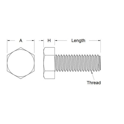 1055208 | SC040M-016-HS-CZ (100 Pcs) --- Hex Head Screws - M4 -4x0.7mm- 16 mm - Zinc Plated Steel