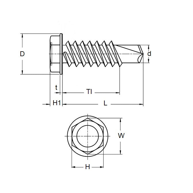 1069565 | SD064-038-HW-CZ (100 Pcs) --- Self Drilling Screws - 1/4-14 - 6.35mm - 38.1 mm - 100  - Steel Zinc Plated