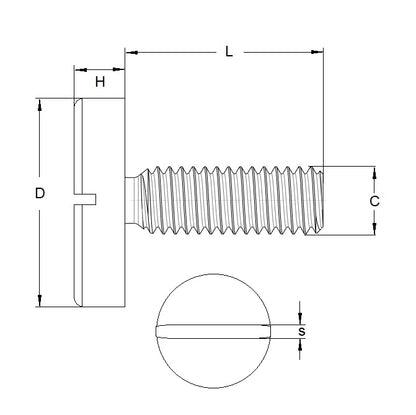 1052953 | SC040M-012-LS-C (25 Pcs) --- Large Shallow Head Screws - M4 -4x0.7mm- 12 mm - Carbon Steel