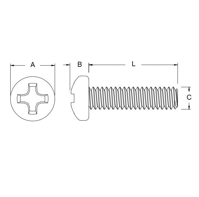 1073274 | SC064C-051-BD-PH-N (10 Pcs) --- Binder Head Screws - 1/4-20 UNC -6.35mm- 50.8 mm - Nylon -Zytel 101-