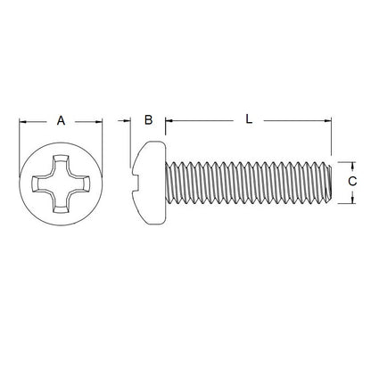 1073274 | SC064C-051-BD-PH-N (10 Pcs) --- Binder Head Screws - 1/4-20 UNC -6.35mm- 50.8 mm - Nylon -Zytel 101-