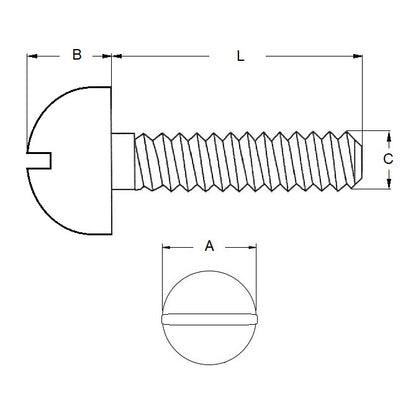1037734 | SC015F-005-R-SL-S4 (10 Pcs) --- Round Head Screws - 0-80 UNF -1.52mm- 4.8 mm - 304 Stainless
