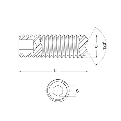 1040815 | SS022C-0024-S4 (20 Pcs) --- Standard Cup Point Socket Set Screws - 2-56 UNC -2.18mm- 2.4 mm - Standard Cup Point - Stainless Steel 304 (Similar to A2, 18-8) HRB80