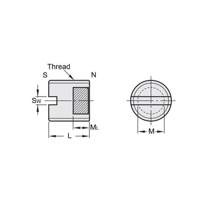 1082263 | SS080M-0150-C-MAG --- Magnetic End Socket Set Screws - M8 -8x1.25mm- 15 mm - Magnetic Tipped - Carbon Steel