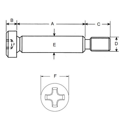 1061431 | SHLD050-012-PH-S3 (50 Pcs) --- Shoulder Screws - 5x12 mm - M4x0.7 - Stainless Steel 303/304 Similar to A2, 18-8 HRB80