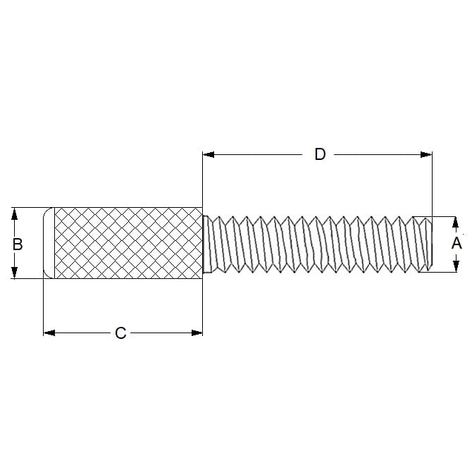 1051900 | THS035C-025-K-3-P --- Thumb Screws - 6-32 UNC -3.5mm- 25.4x34.93 mm - Stainless Steel 303/304 (Similar to A2, 18-8) HRB80