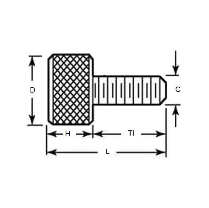 1060926 | THS050M-009-K-3 --- Thumb Screws - M5 -5x0.8mm- 9x14 mm - Stainless Steel