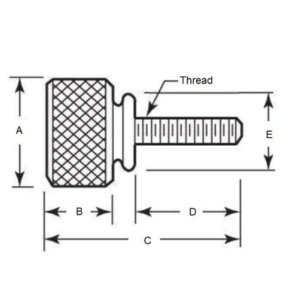 1049897 | THS035C-010-K-SS-WF --- Thumb Screws - 6-32 UNC -3.5mm- 9.53x17.46 mm - Stainless Steel