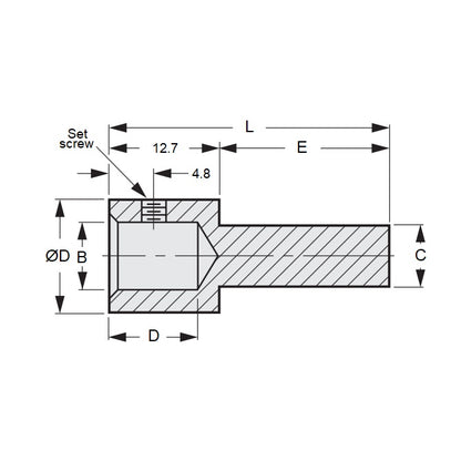 1071655 | SE064-127-445-G3A --- Extenders Shaft - 6.35x12.7x44.45 mm - Stainless Steel 303/304 Similar to A2, 18-8 HRB80