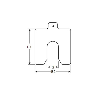 1000201 | SHMPS-42235 (10 Pcs) --- Slotted Shims - Thickness 0.015 inch 0.625 - 2 inch x 2 inch - Carbon Steel