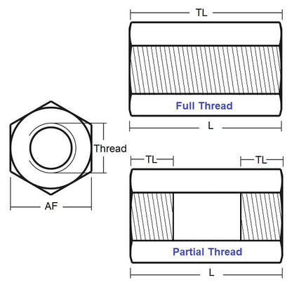 1044191 | SHX-T-0250-30-005-MZ --- Threaded Spacers - M2.5 -2.5x0.45mm- 30x5 mm - Steel - Mild S300 Pb Zinc Plated