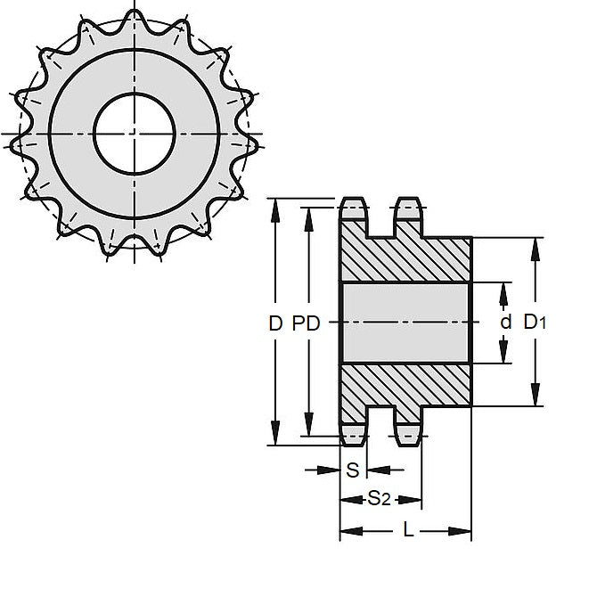 1092297 | SP2-127-078B-010-PB-C (2 Pcs) --- Roller Chain Sprockets - 10 tooth - 40.41  - Carbon Steel