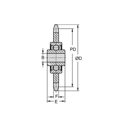 1102786 | IDC-5RS --- Roller Chain Idler Sprockets - Suits Chain Type 12.70mm - 12700785 - 40-1 ASA 68.7x12.7 mm - Steel