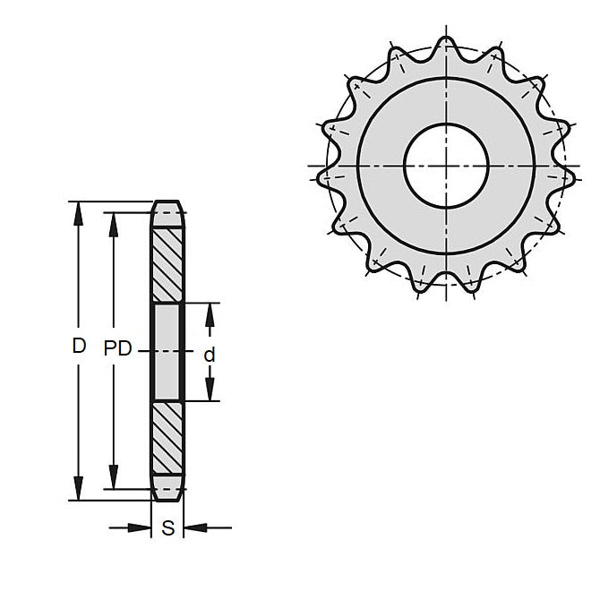 1092299 | SP1-127-078P-010-PB-C --- Roller Chain Sprockets - 10 tooth - 40.45  - Steel