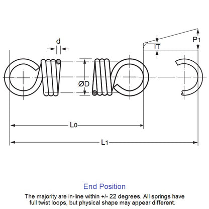 1045068 | ES-0300-0100-025-S4 (5 Pcs) --- Extension Springs - 3x10x0.25 mm - Stainless Steel 304 Similar to A2, 18-8 HRB80