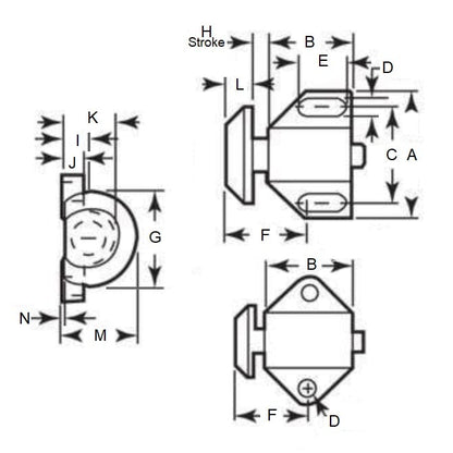1106631 | DS-62RS --- Spring Flat Button Stops - 14.51 Kg - 50.8x34.93 mm