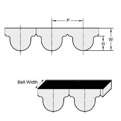 1045033 | B-030G-ST-0090-NF (Metre) --- Timing Lengths Belts - 3x9 mm - GT 3mm - Nylon Covered Neoprene Rubber with Fibreglass