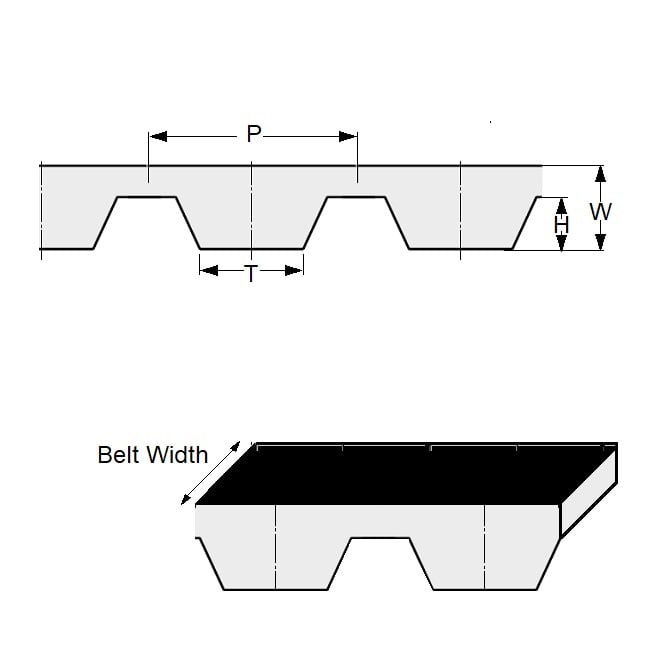 1144239 | B-100T-0032-0160-PSB --- Timing 10.000mm Pitch Belts - 32 tooth - 320x6 mm - Polyurethane with Steel Cords