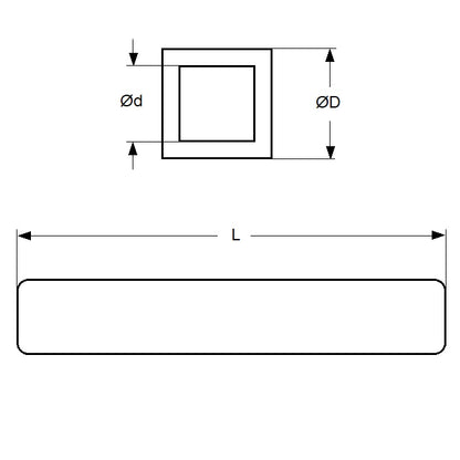 1053094 | 4T-0040-0300-BR (2 Pcs) --- Square Tube - 4x3.1x300 mm - Brass