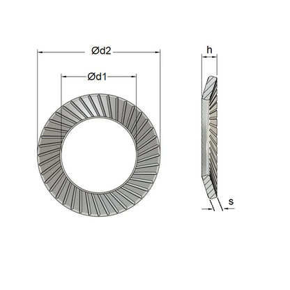 1118354 | W0190-LK-030-015-S-CB (7 Pcs) --- Serrated Washers - 19x30x1.5 mm - Carbon Spring Steel Self Finish