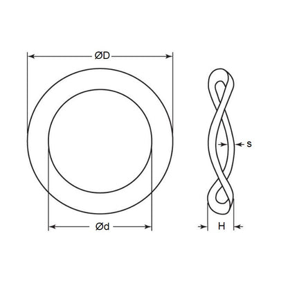 1057231 | W0042-T-009-008-W3-S2 (40 Pcs) --- Spring Washers - 4.17x8.64x0.76 mm - Stainless Steel 302/304 (Similar to A2, 18-8)