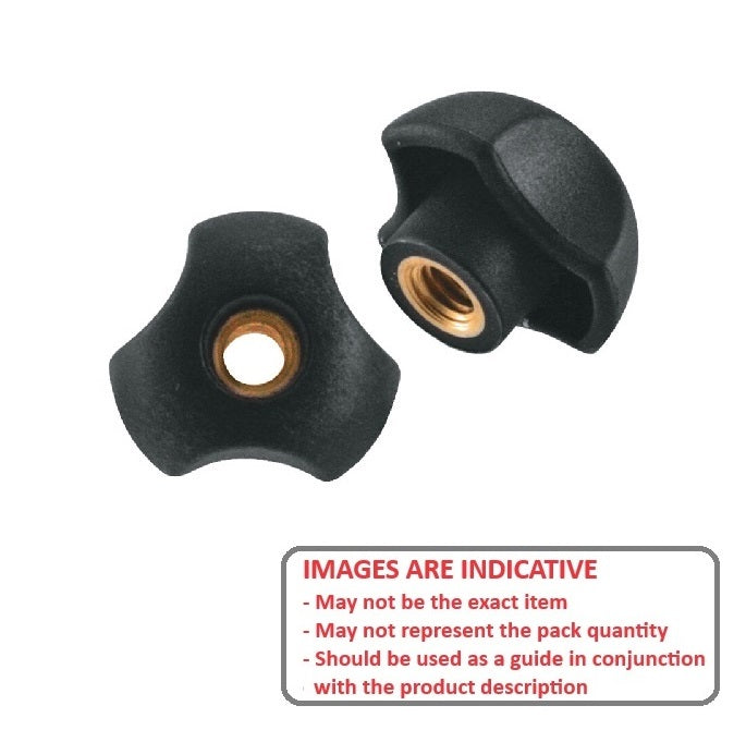 1072387 | KF064C-025-3L-P (5 Pcs) --- Lobe Knobs - 1/4-20 UNC -6.35mm- 24.89x10.9 mm - Brass