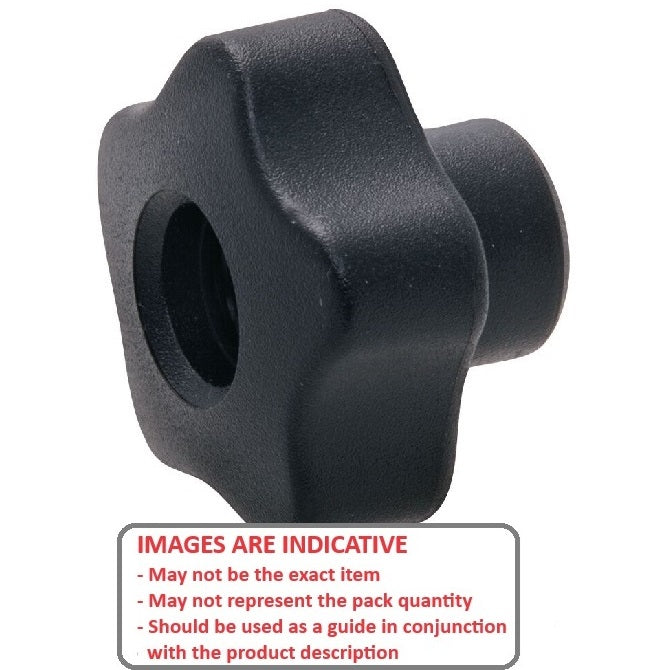 1072823 | KF064C-032-5LSFT-P --- Lobe Knobs - 1/4-20 UNC -6.35mm- 32 - - - Black Plastic