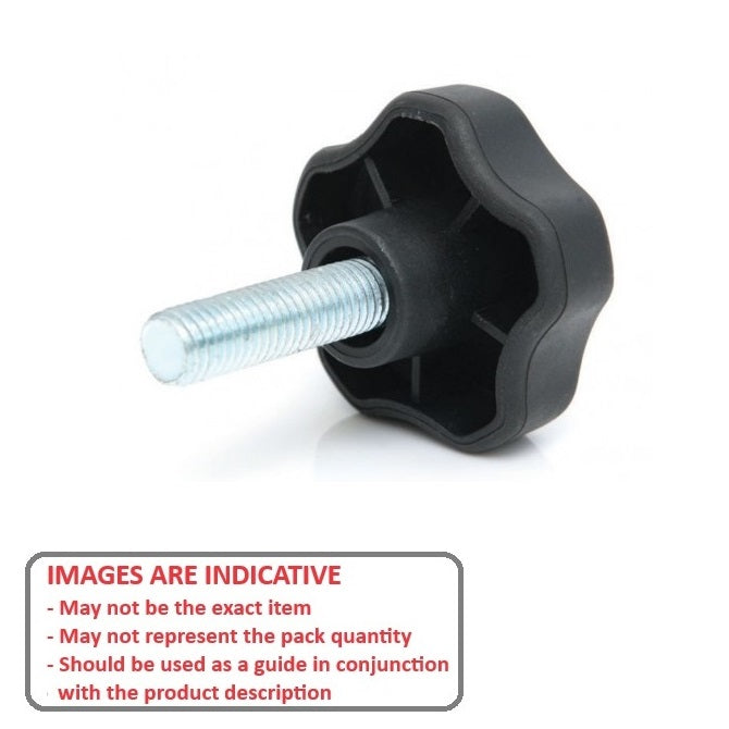 1072831 | KM064C-032-5LSFT19-ST --- Lobe Knobs - 1/4-20 UNC -6.35mm- 32x19.1 mm - Plated Steel