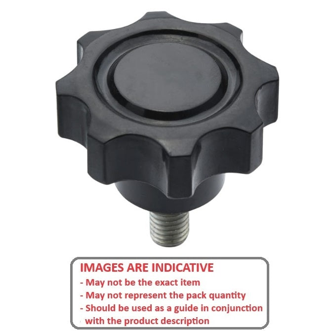 1092234 | KM100M-040-8L25 --- Lobe Knobs - M10 -10x1.5mm- 40x25 mm - Phenolic and Brass