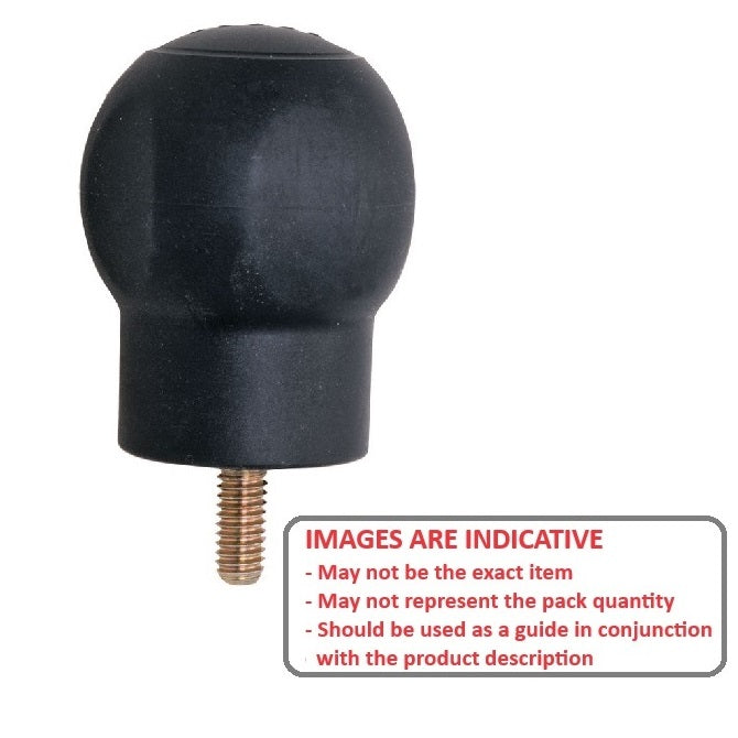 1086854 | KM095C-050-R-SFT --- Round Male Soft Knobs - 3/8-16 UNC -9.53mm- 50x62 mm - Rubber