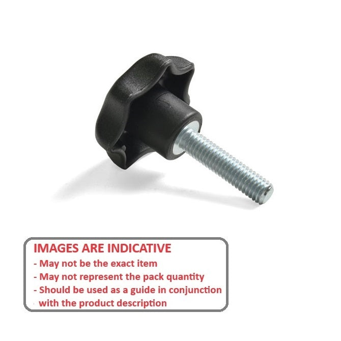 1067619 | KM060M-025-STR-PL --- Star Knobs - M6 -6x1mm- 25x20 mm - Plastic