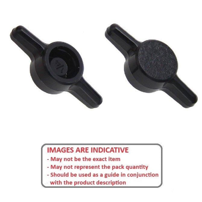 1062697 | KM050M-026-TEE-B (10 Pcs) --- Thumb Knobs - M5 -5mm- - Use Own Screw 26x6.6 mm - Plastic