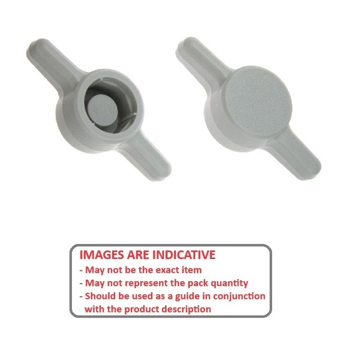 1062698 | KM050M-026-TEE-G (10 Pcs) --- Thumb Knobs - M5 -5mm- - Use Own Screw 26x6.6 mm - Plastic