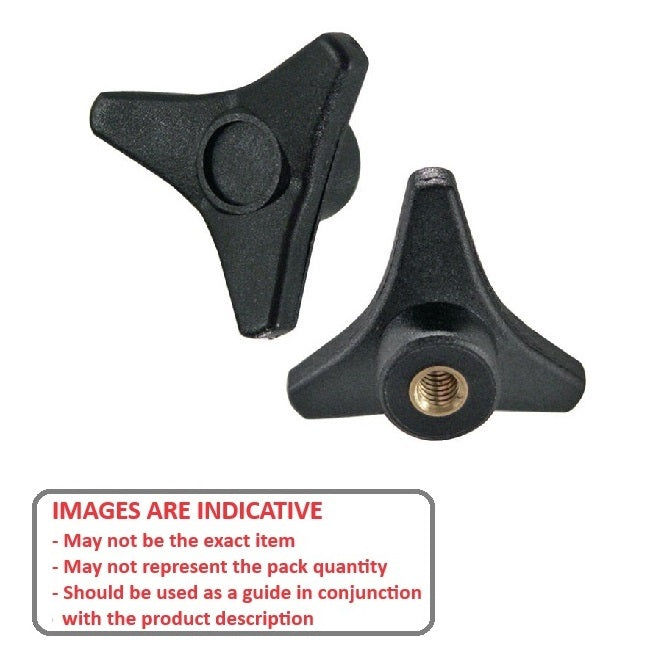 1072688 | KF064C-032-TRI-BHF (100 Pcs) --- Tri Knobs - 1/4-20 UNC - 6.35mm - 31.75  - Brass
