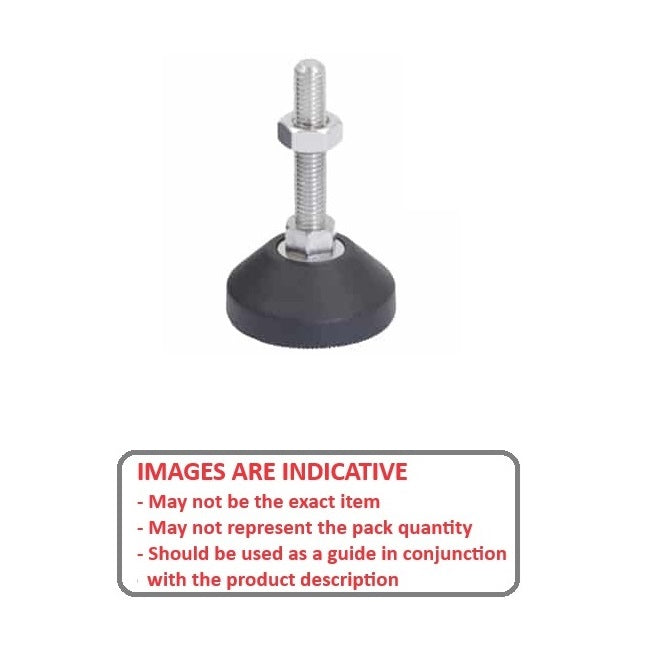 1185638 | TAD5008-40-1 (5 Pcs) --- Levelling Studded Mounts - M6 - 6x1mm - 40x20 mm - Polythene