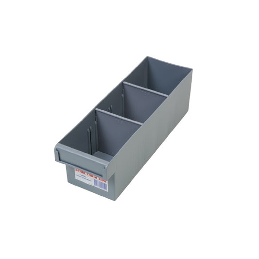 1186413 | 1H-001 (12 Pcs) --- Grey Plastic Parts Boxes - 100x300x100 mm - Plastic