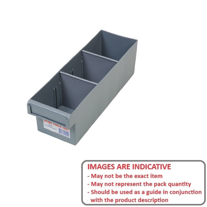 1186413 | 1H-001 (12 Pcs) --- Grey Plastic Parts Boxes - 100x300x100 mm - Plastic