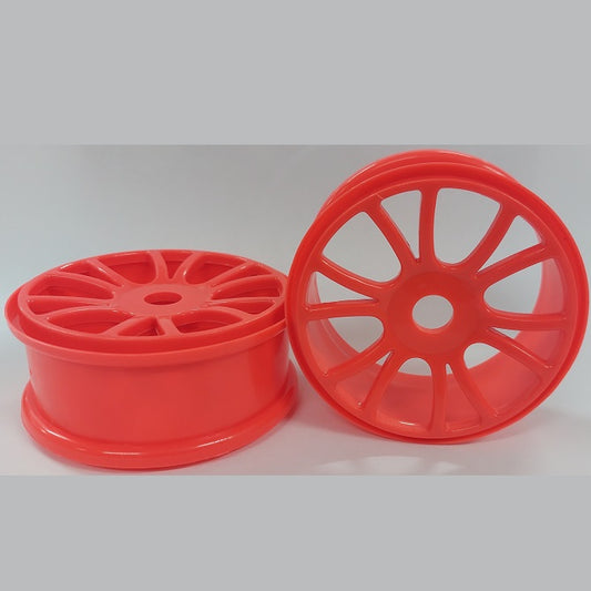 1225600 | RM-8O-080-O-6 (2 Pcs) --- RC Car Rims Hobby - Rim Colour Fluro Orange 6 Split Spoke - Plastic