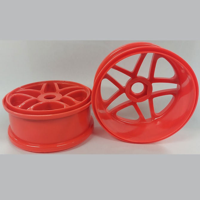 1225501 | RM-8O-080-R-5T (2 Pcs) --- RC Car Rims Hobby - Rim Colour Red 5 Split Spoke - Plastic